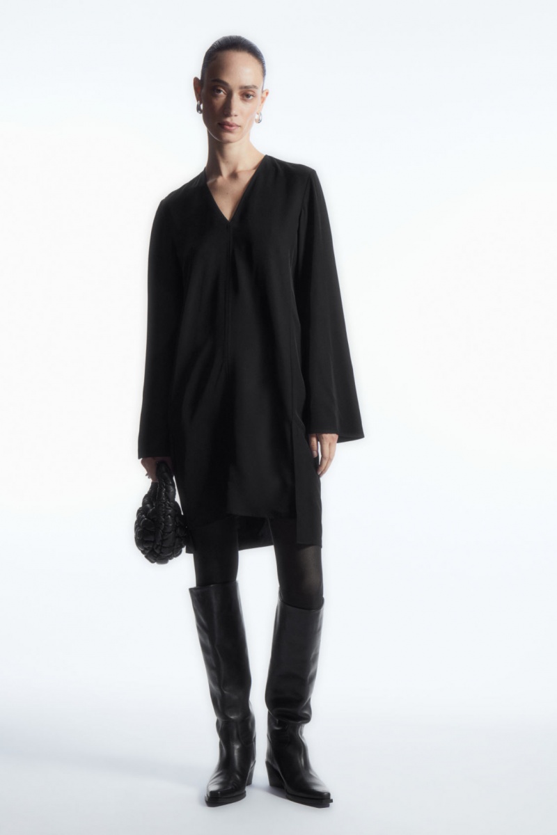 Women's COS Asymmetric Tunic Dress Black NZ-05DTKIQPB