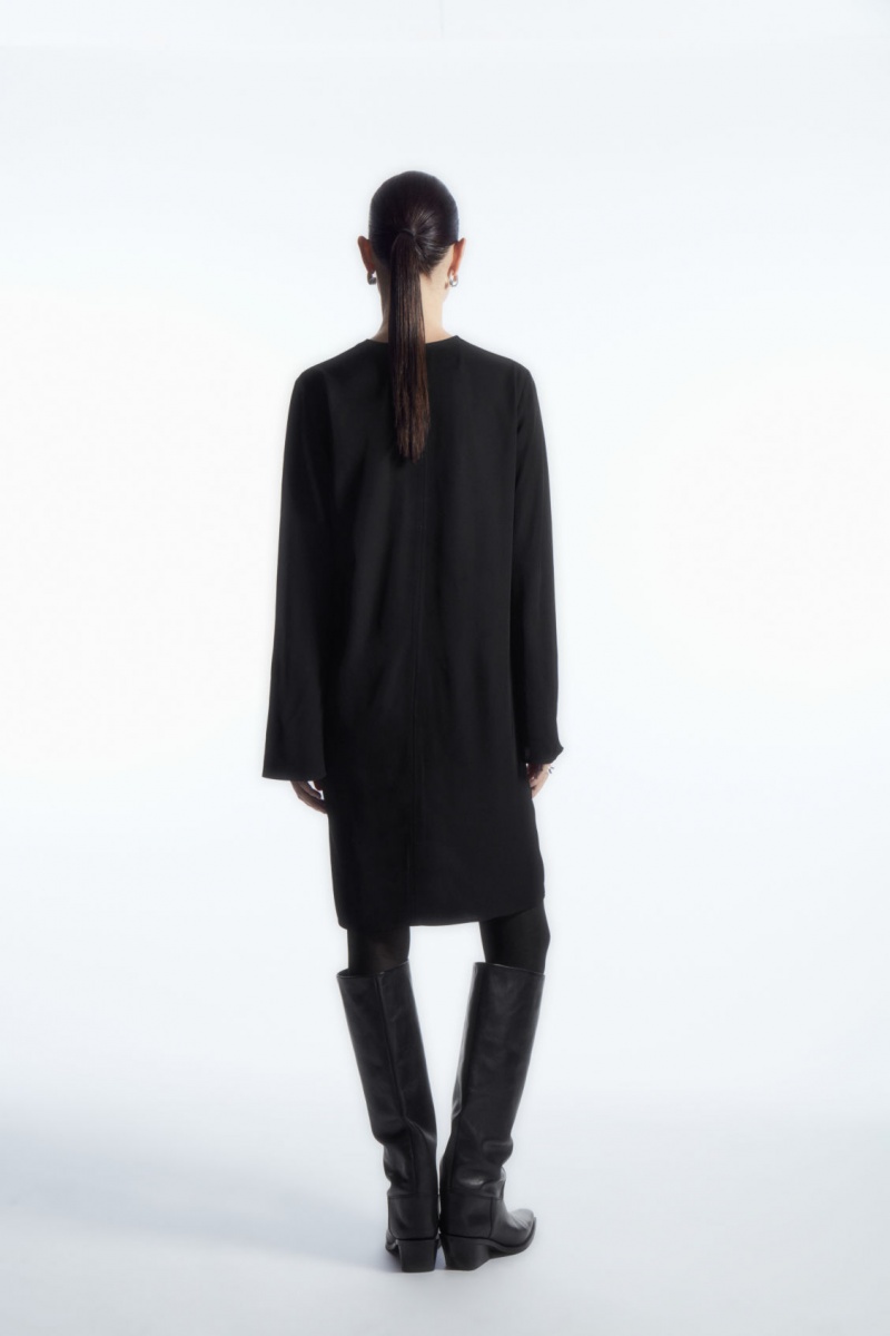 Women's COS Asymmetric Tunic Dress Black NZ-05DTKIQPB