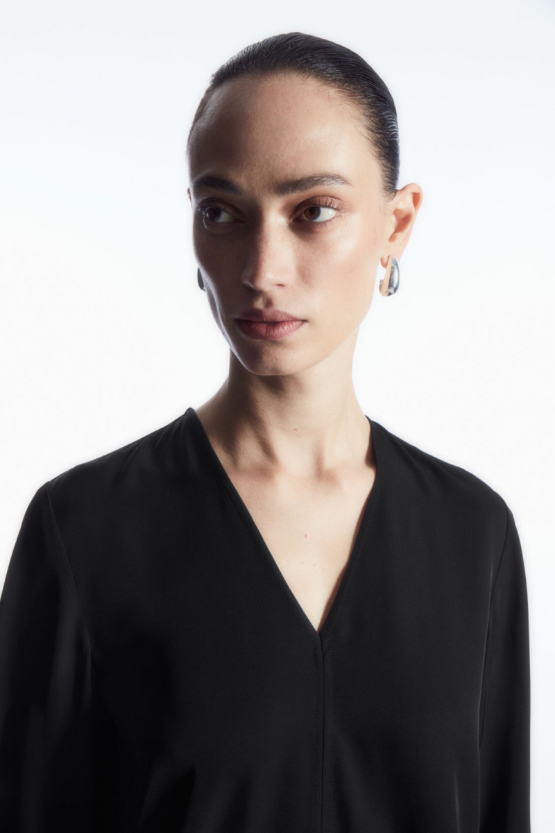 Women's COS Asymmetric Tunic Dress Black NZ-05DTKIQPB