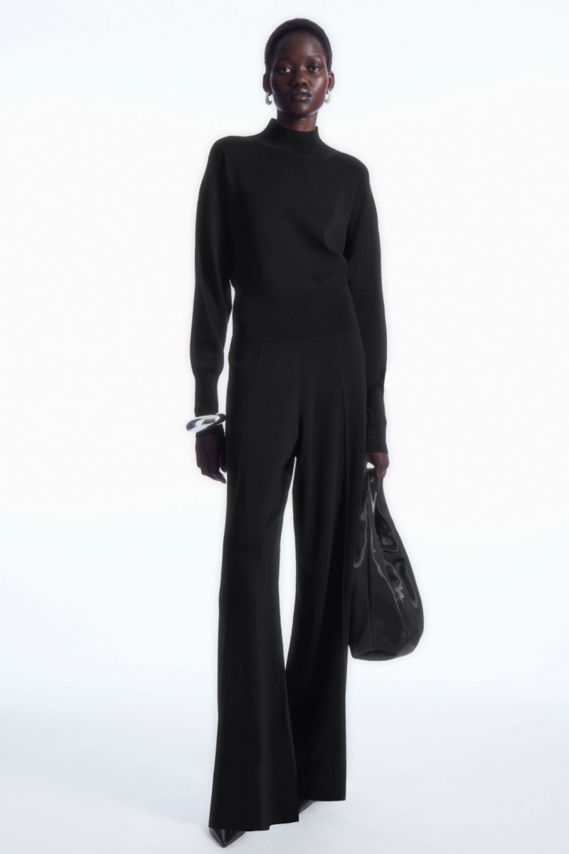 Women's COS Backless Knitted Turtleneck Jumpsuit Black NZ-38ZKMRLDQ