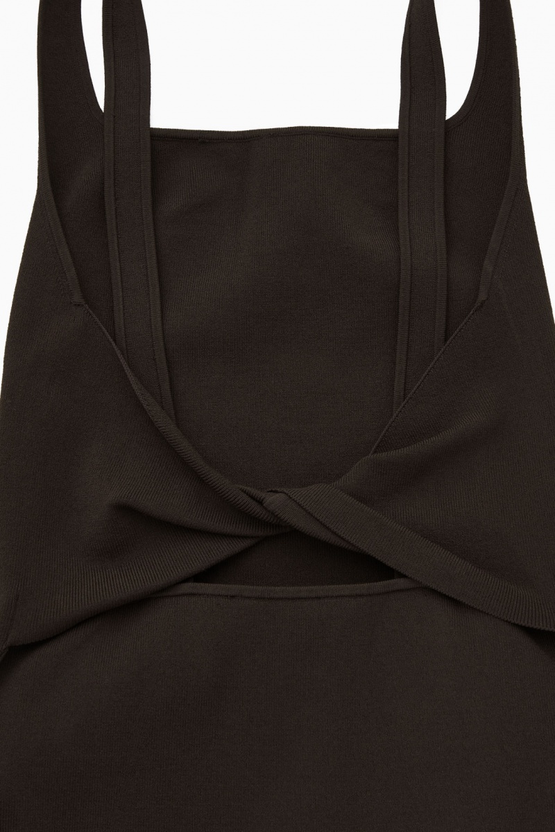 Women's COS Backless Square-Neck Knitted Dress Dark Brown NZ-58XJDKVAZ