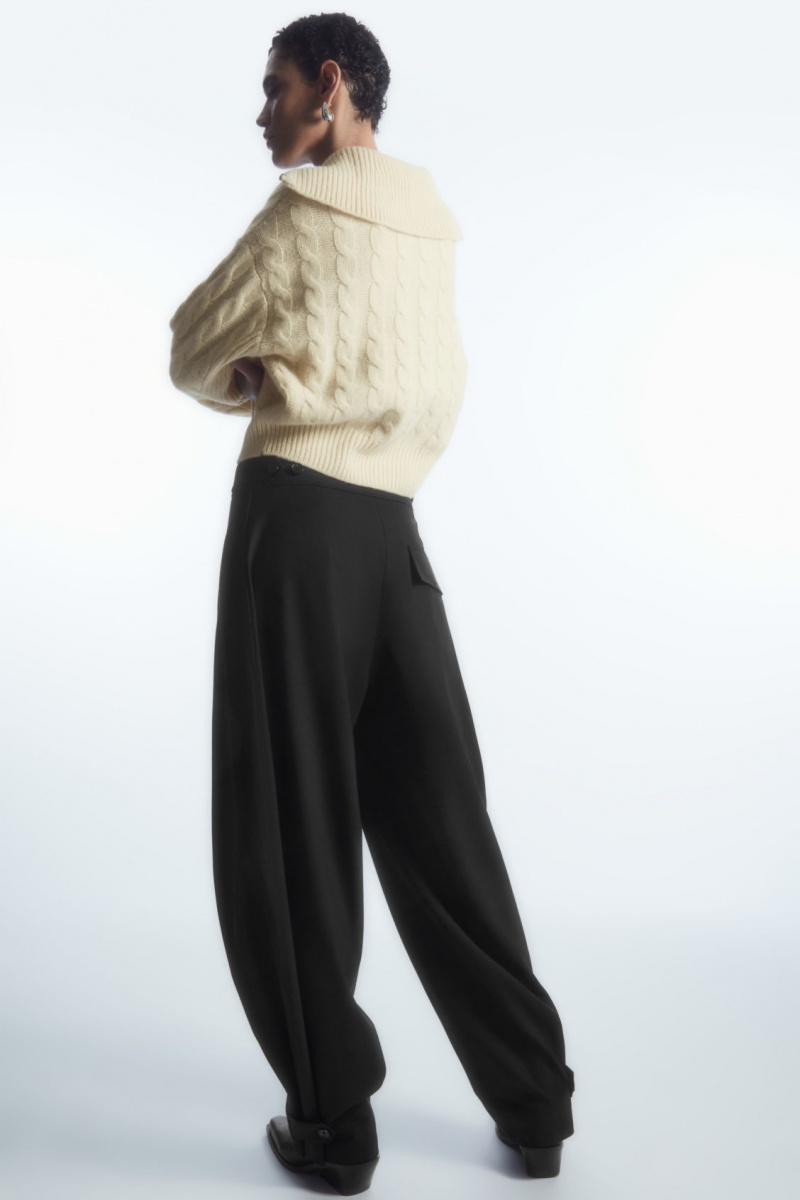 Women's COS Barrel-Leg Utility Pants Black NZ-89FGSQAKR
