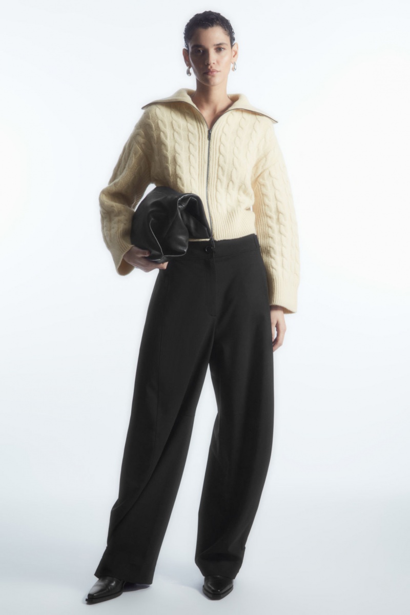 Women's COS Barrel-Leg Utility Pants Black NZ-89FGSQAKR