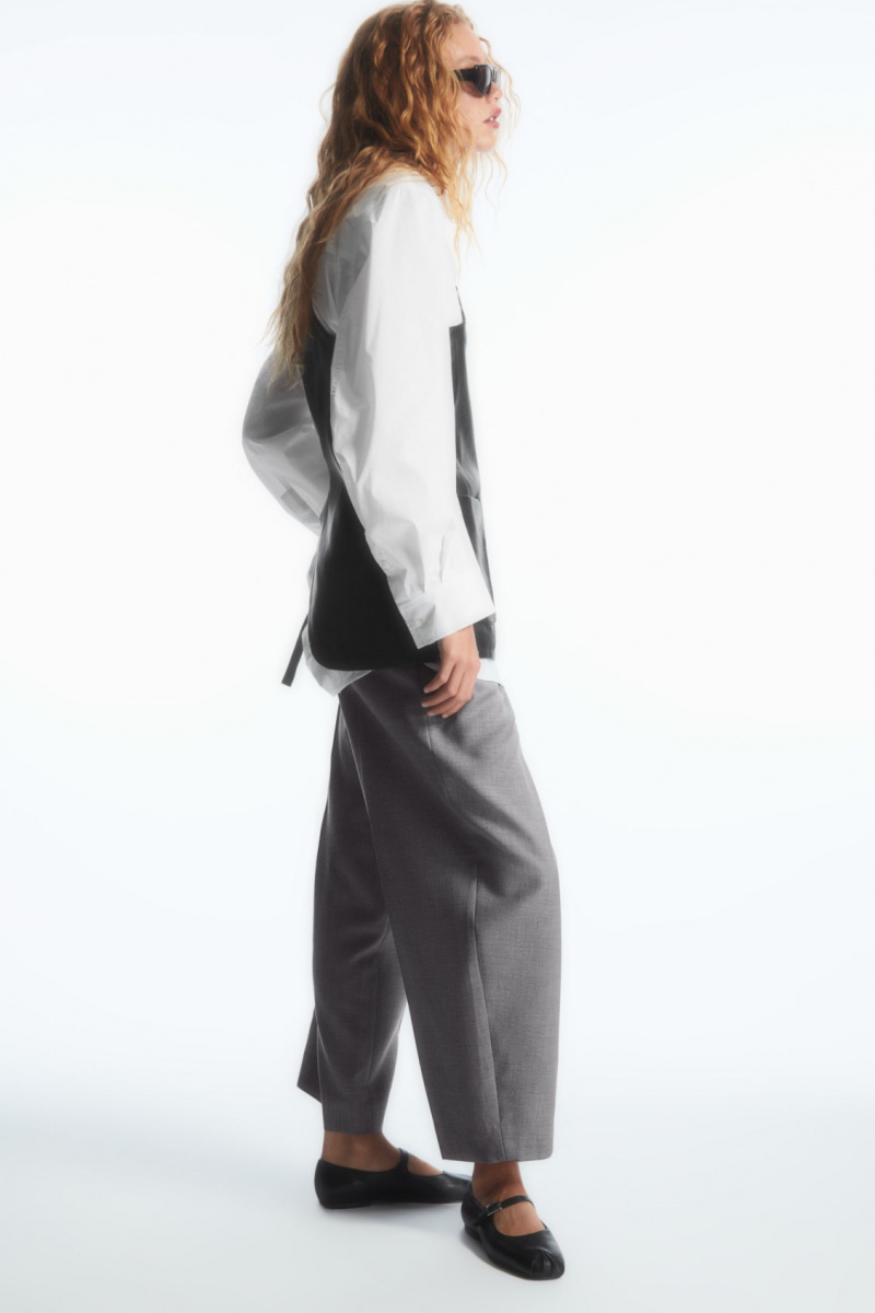 Women's COS Barrel-Leg Wool Pants Grey NZ-10RGEWFAO