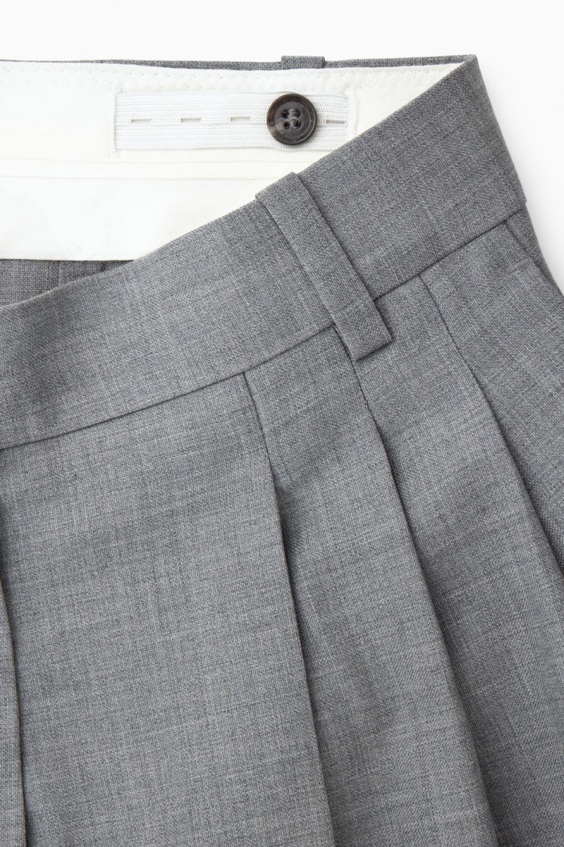 Women's COS Barrel-Leg Wool Pants Grey NZ-10RGEWFAO