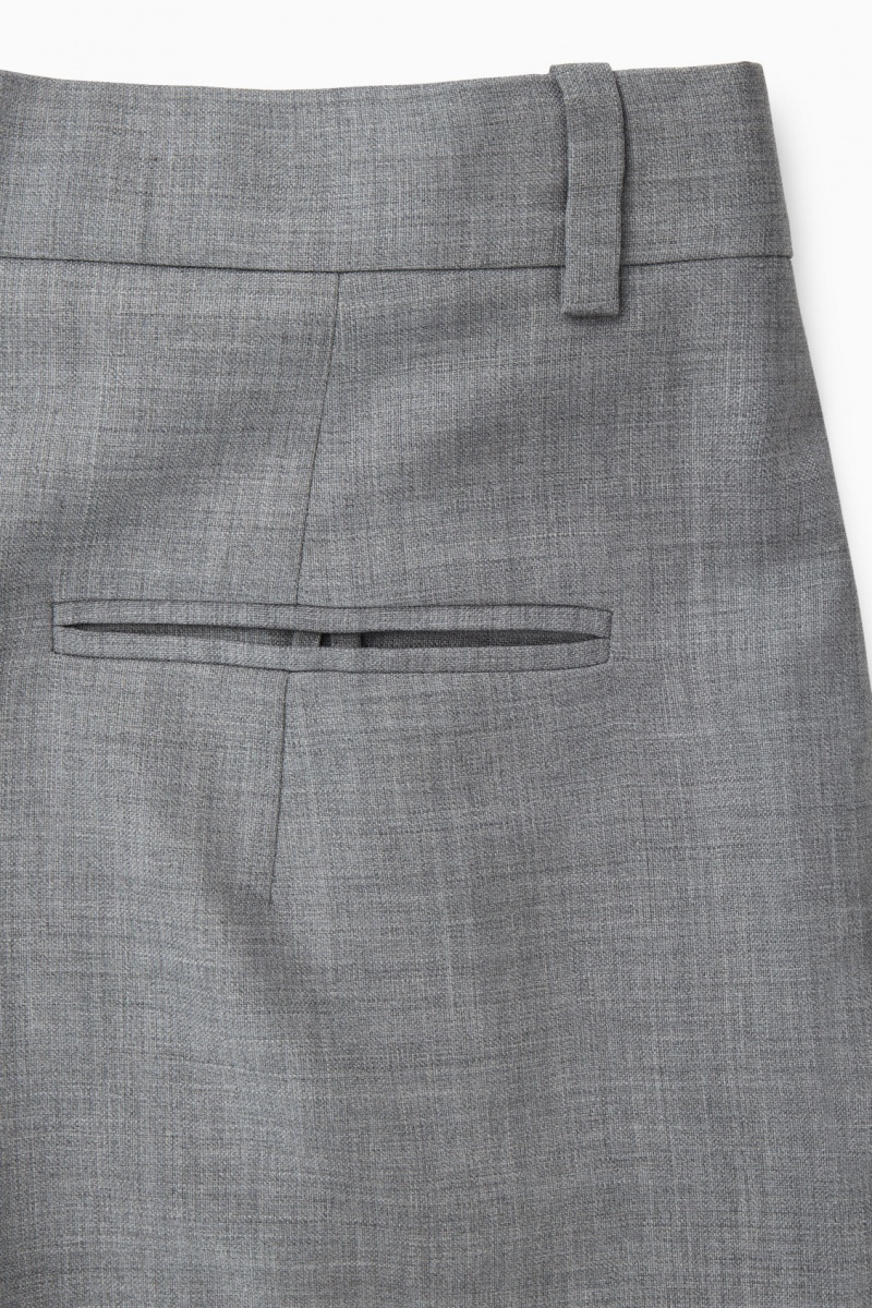 Women's COS Barrel-Leg Wool Pants Grey NZ-10RGEWFAO