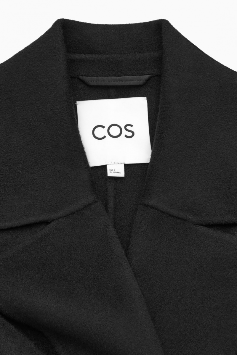 Women's COS Belted Double-Faced Wool Coats Black NZ-64YUOTWRC