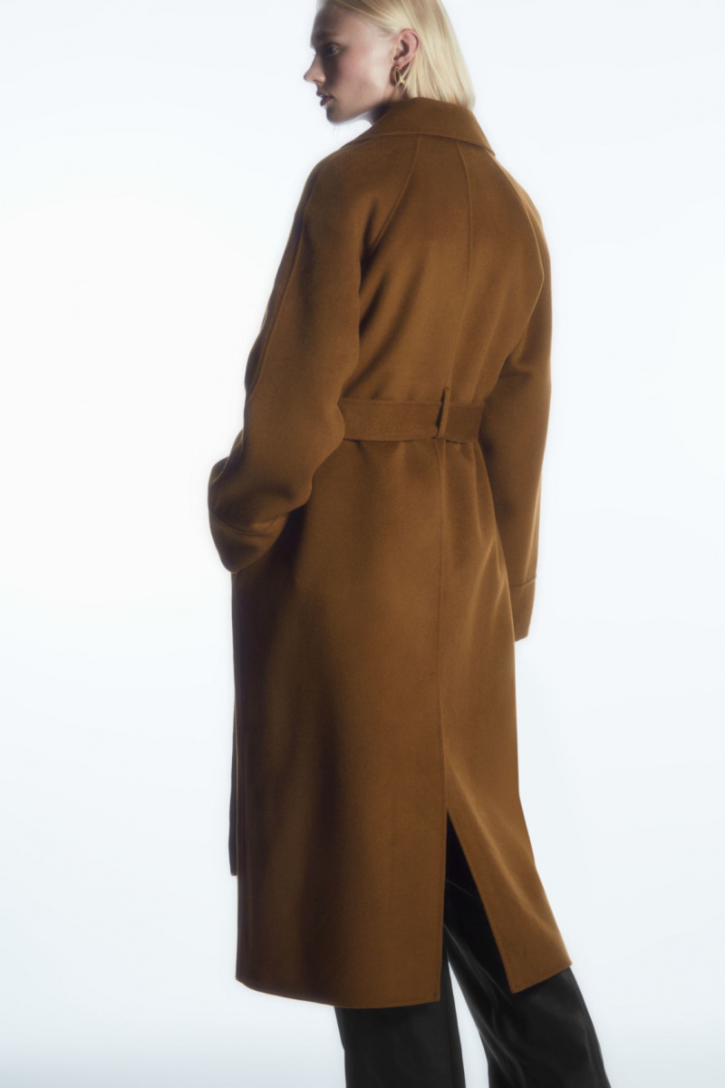 Women's COS Belted Double-Faced Wool Coats Brown NZ-95JANTSPQ
