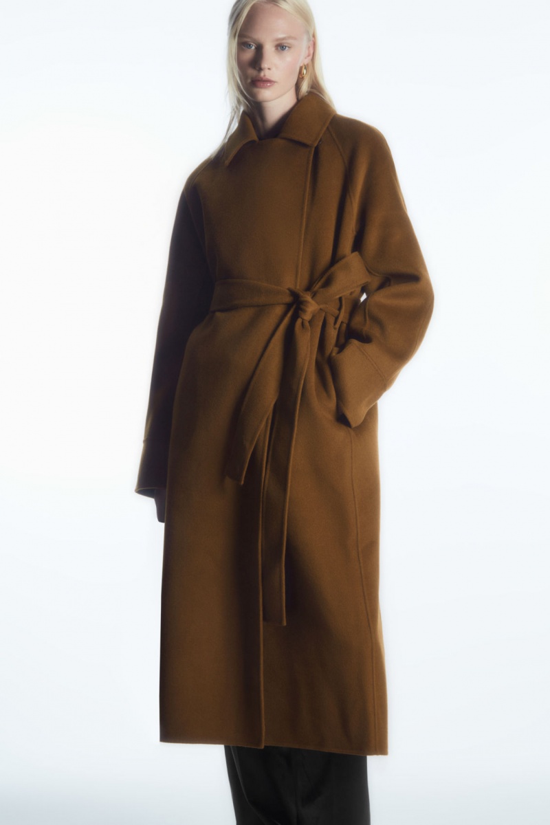 Women's COS Belted Double-Faced Wool Coats Brown NZ-95JANTSPQ