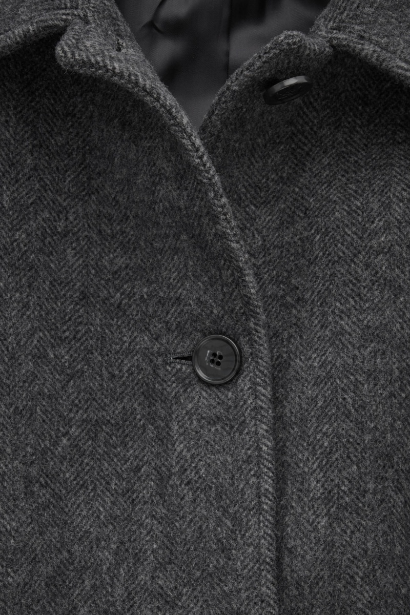 Women's COS Belted Herringbone Wool Coats Dark Grey NZ-29RPLHAUJ
