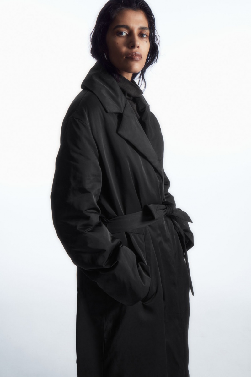 Women's COS Belted Padded Shell Down Coats Black NZ-58VWZYSDC