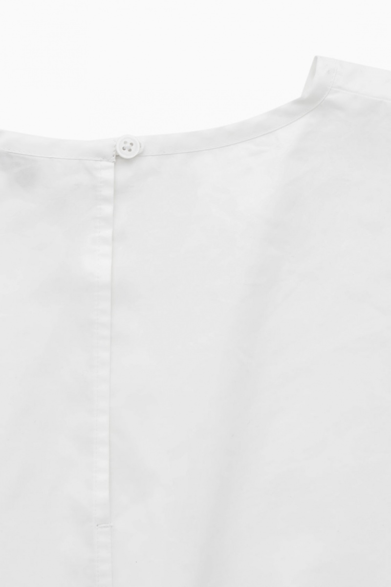 Women's COS Belted Puff-Sleeve Blouse White NZ-70VHWBRXE