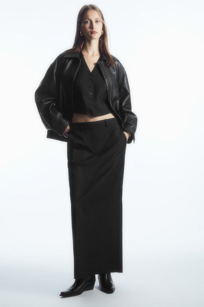 Women's COS Belted Wool Vest Black NZ-80HLPMVRW