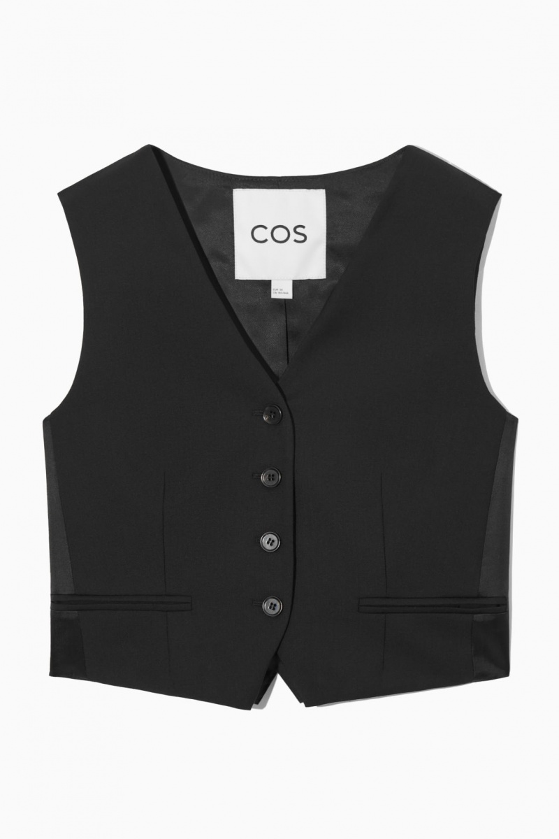 Women's COS Belted Wool Vest Black NZ-80HLPMVRW
