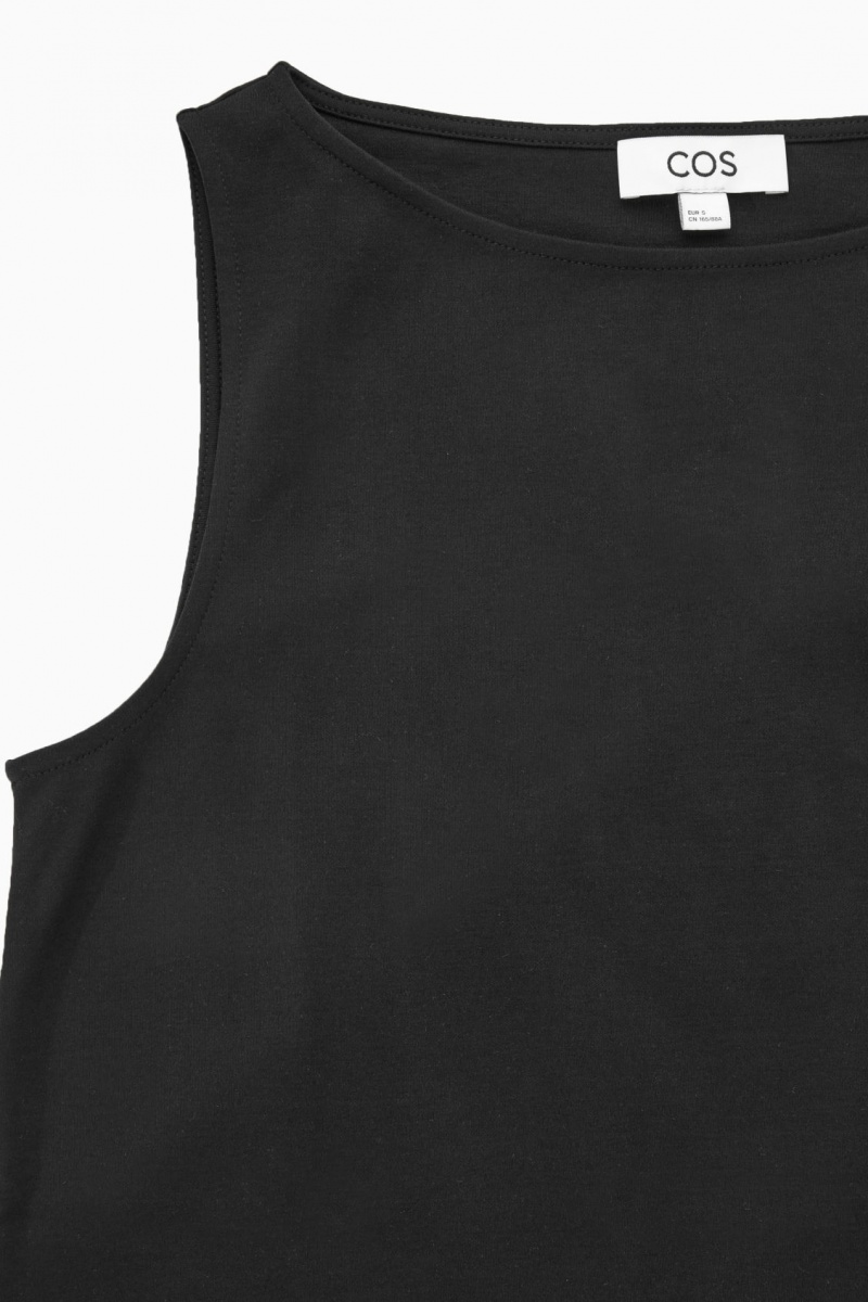 Women's COS Boat-Neck Tank Top Black NZ-69XQONZMR
