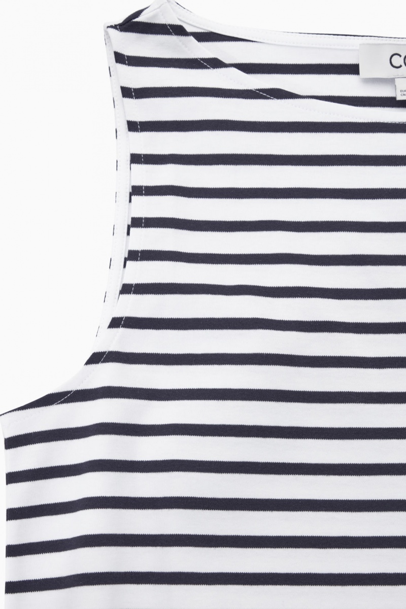 Women's COS Boat-Neck Tank Top White / Navy NZ-98FKBQOHI
