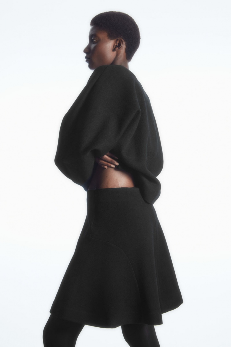 Women's COS Boiled-Wool Mini Skirt Black NZ-36DCMETKG