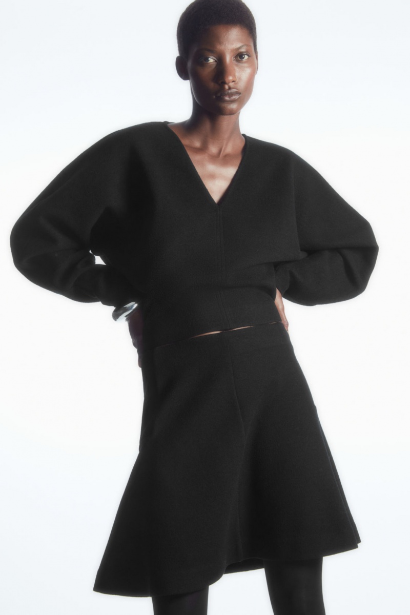 Women's COS Boiled-Wool Mini Skirt Black NZ-36DCMETKG
