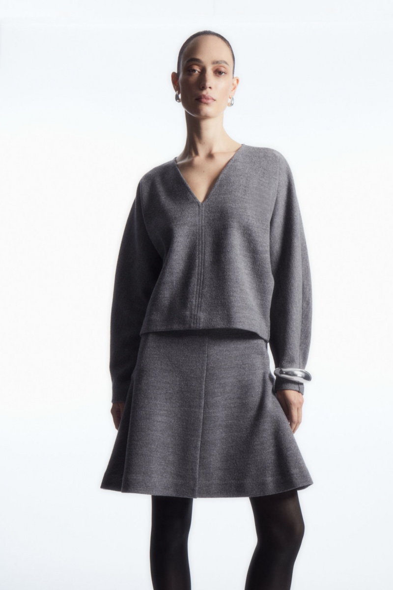 Women's COS Boiled-Wool Mini Skirt Dark Grey NZ-82RFIJNEY