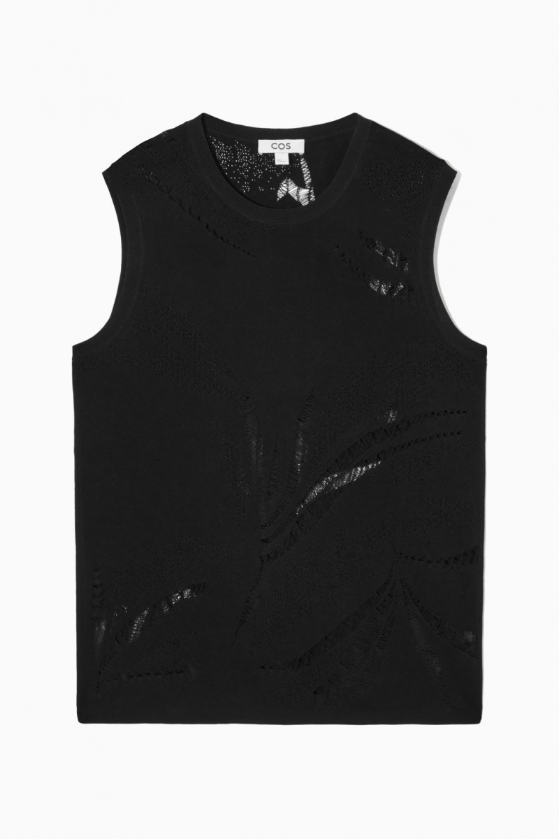 Women's COS Botanical Knitted Vest Black NZ-49ZNDLBIY