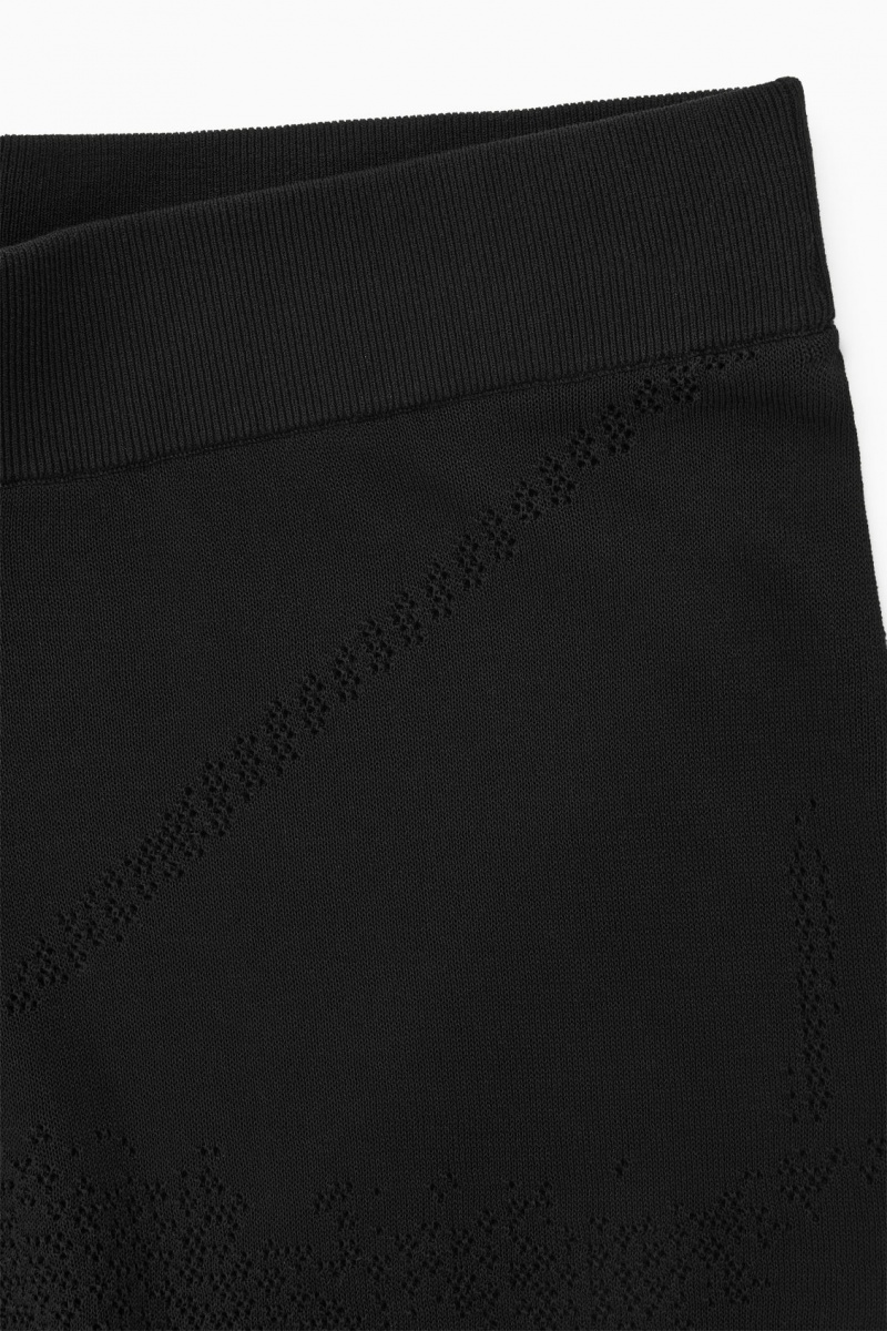 Women's COS Botanical Knitted Wide-Leg Pants Black NZ-61DEYBIOL