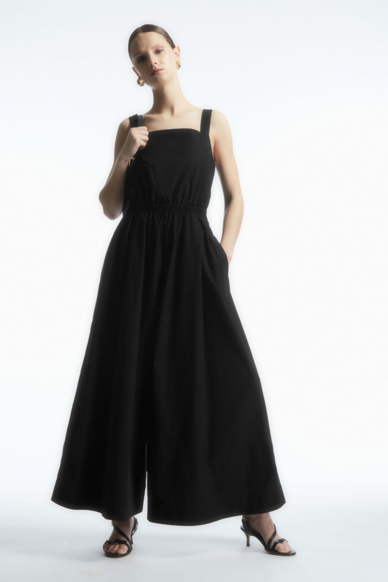 Women's COS Bow-Back Wide-Leg Jumpsuit Black NZ-85FWUDYVE