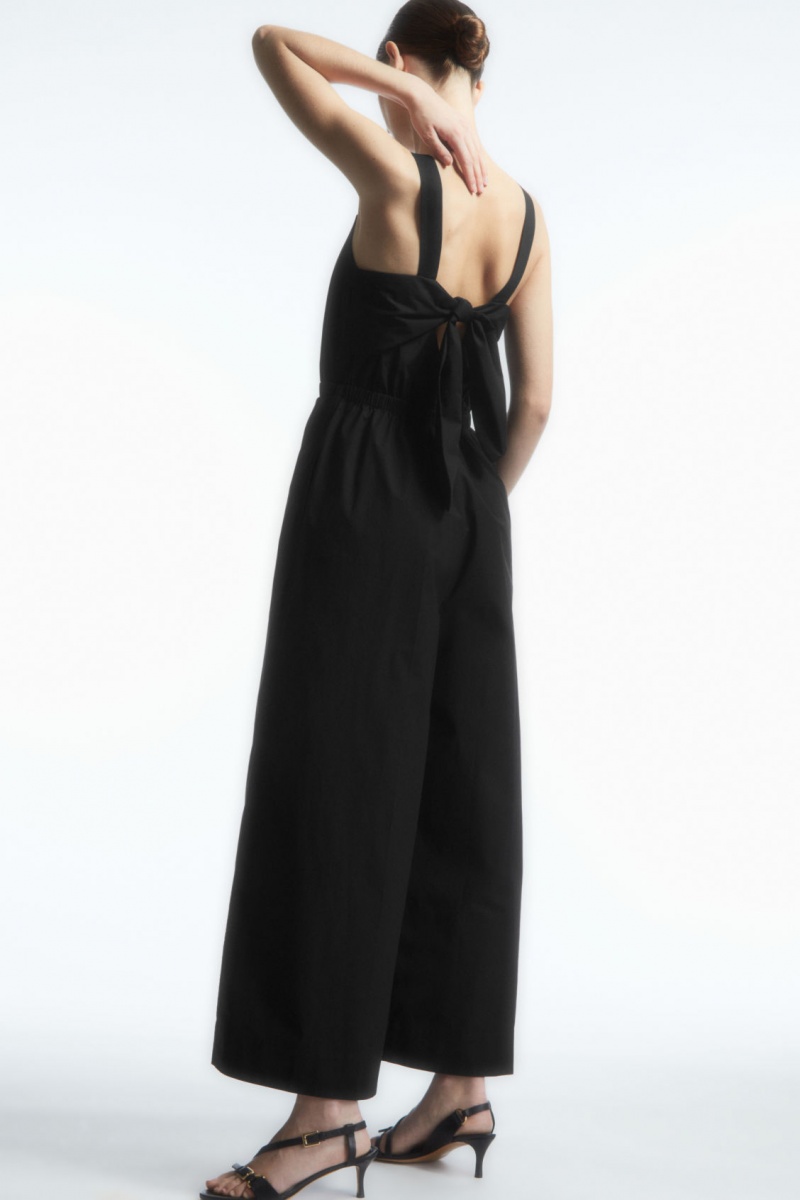 Women\'s COS Bow-Back Wide-Leg Jumpsuit Black NZ-85FWUDYVE