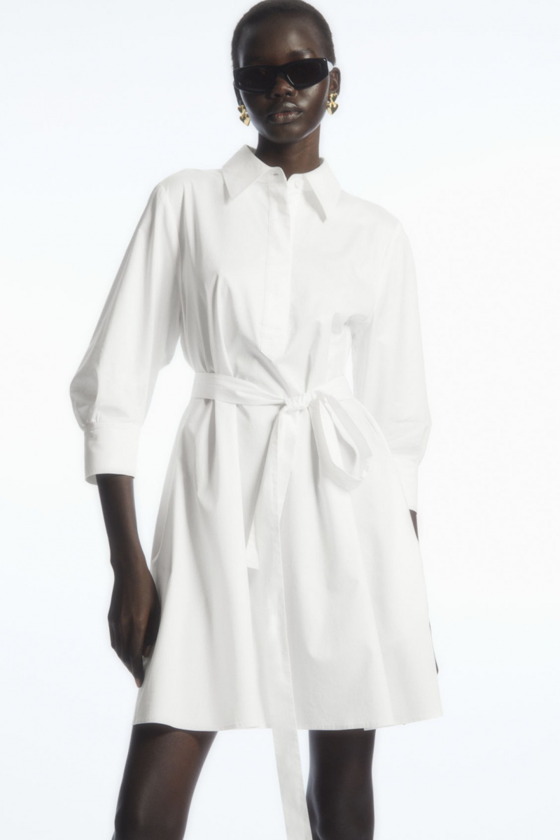 Women's COS Bow Mini Dress White NZ-72LDIHJKE
