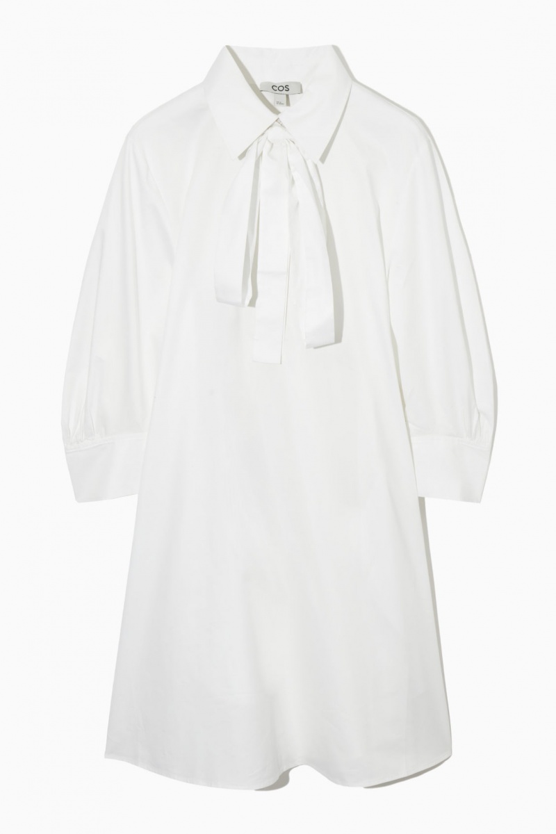 Women's COS Bow Mini Dress White NZ-72LDIHJKE