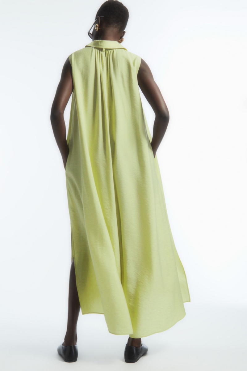 Women's COS Bow Sleeveless Midi Dress Light Green NZ-03VAFGECB