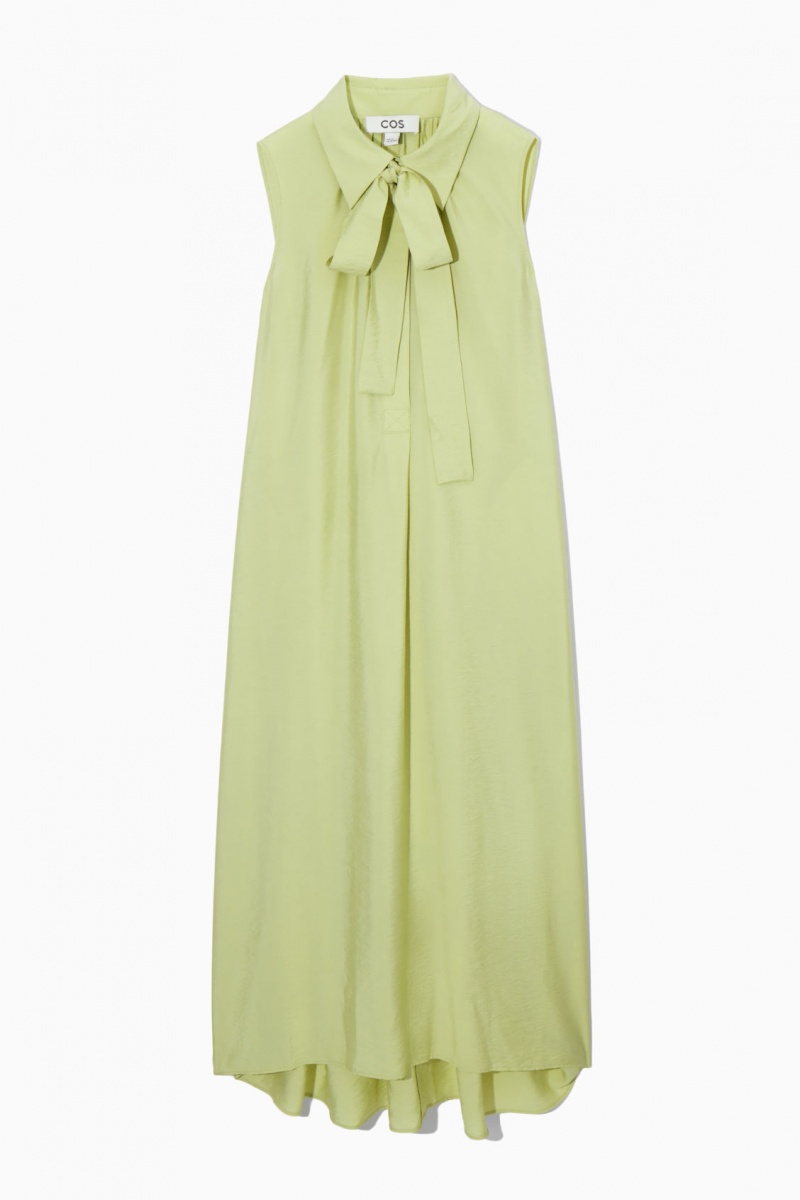 Women's COS Bow Sleeveless Midi Dress Light Green NZ-03VAFGECB