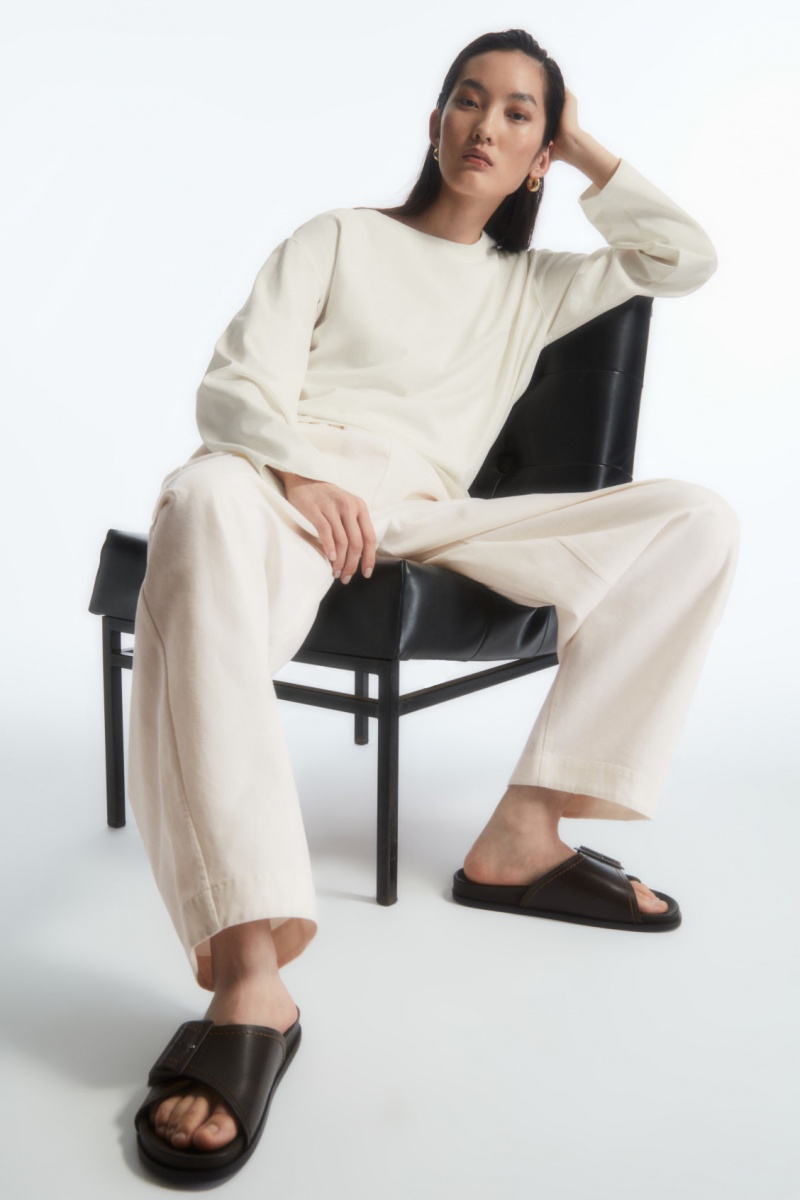 Women's COS Boxy Long-Sleeved T-Shirt White NZ-03YRHKZCB