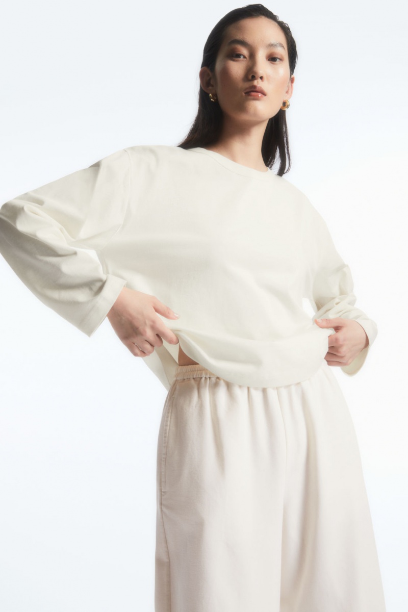 Women\'s COS Boxy Long-Sleeved T-Shirt White NZ-03YRHKZCB