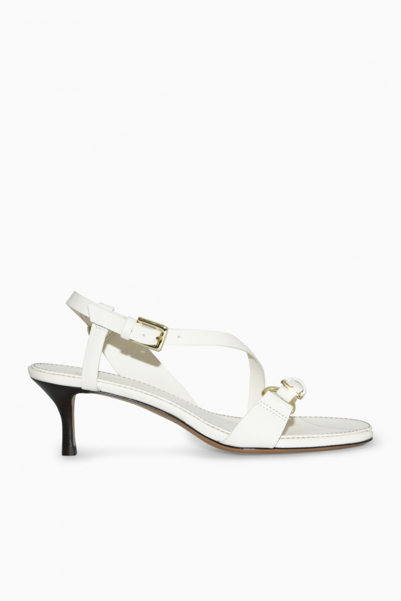 Women's COS Buckled Strappy Heeled Sandals White NZ-76YMSADPU