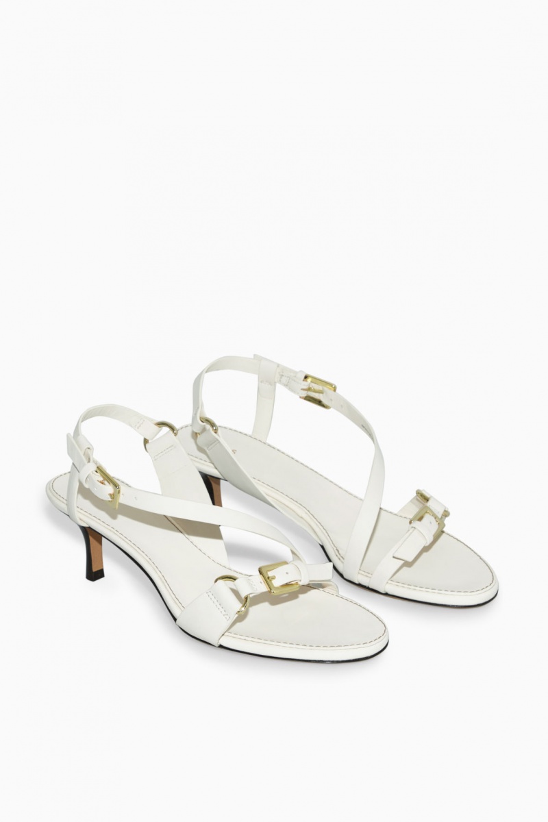 Women's COS Buckled Strappy Heeled Sandals White NZ-76YMSADPU