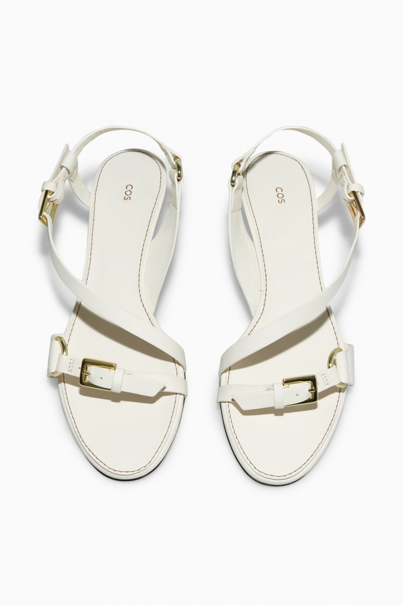 Women's COS Buckled Strappy Heeled Sandals White NZ-76YMSADPU