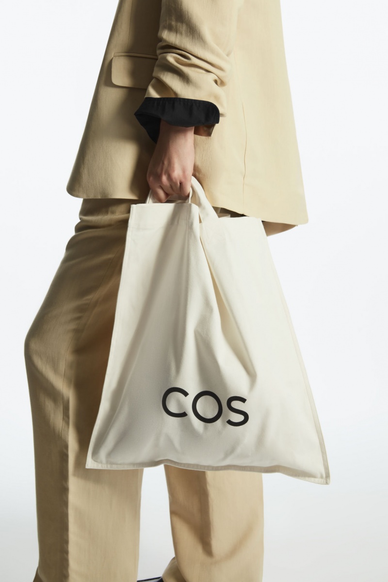 Women's COS Canvas Tote Bags White NZ-12SFEKNOC
