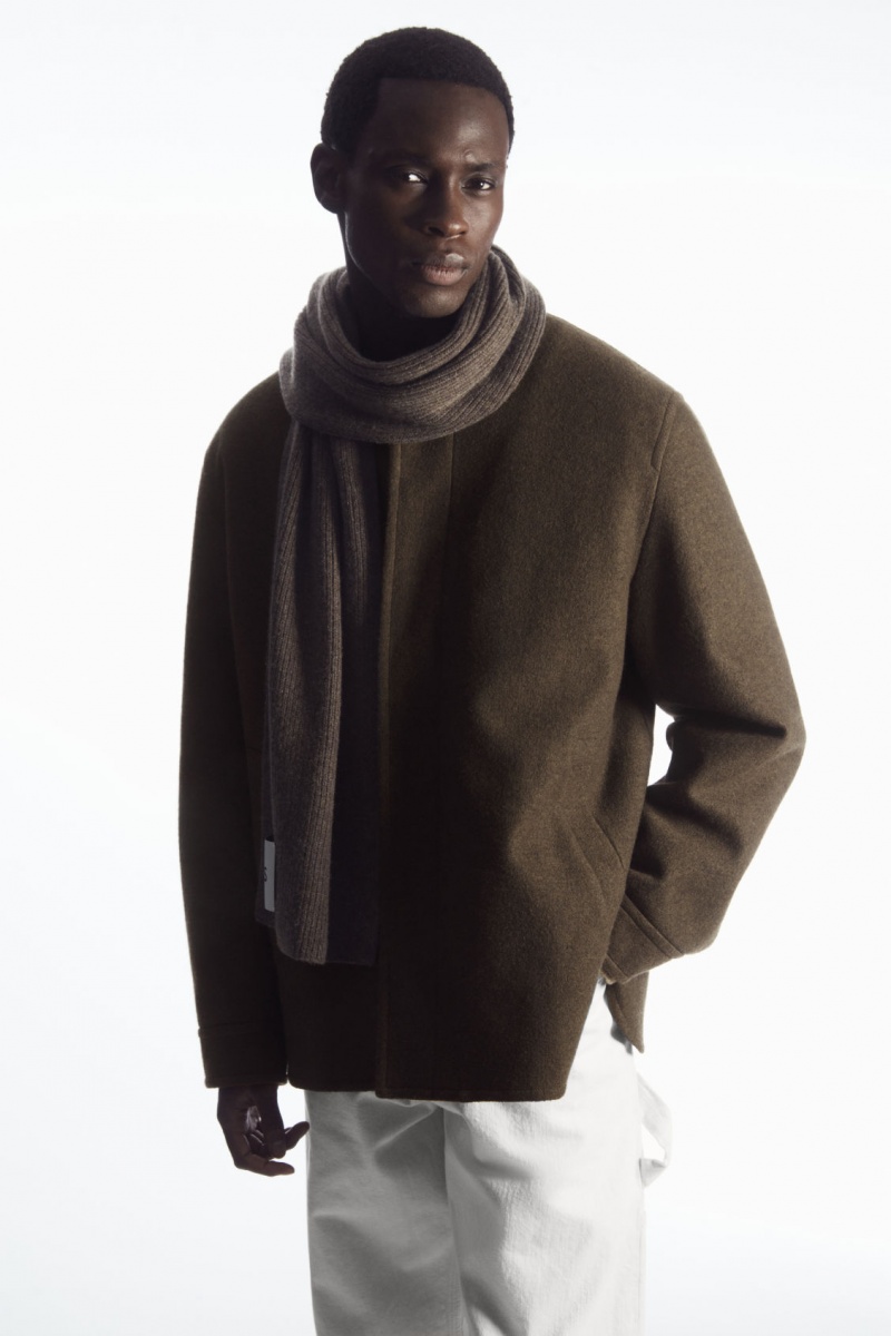 Women's COS Cashmere-Blend Scarf Dark Brown NZ-09MCPTBUA