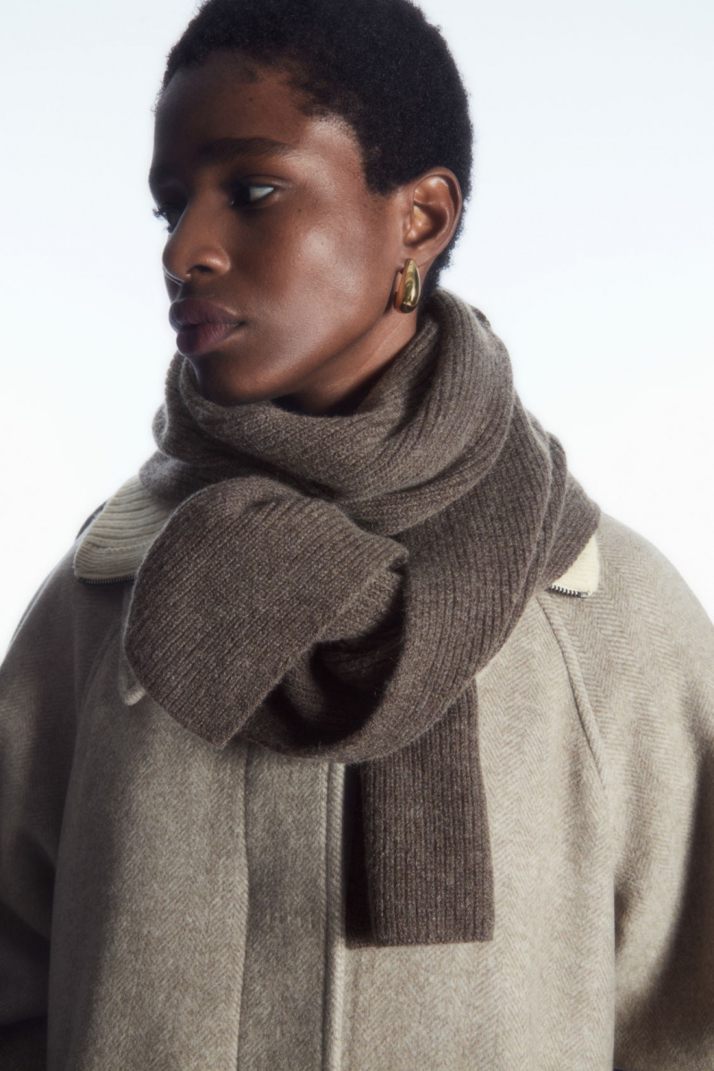 Women's COS Cashmere-Blend Scarf Dark Brown NZ-31LGUZVWO