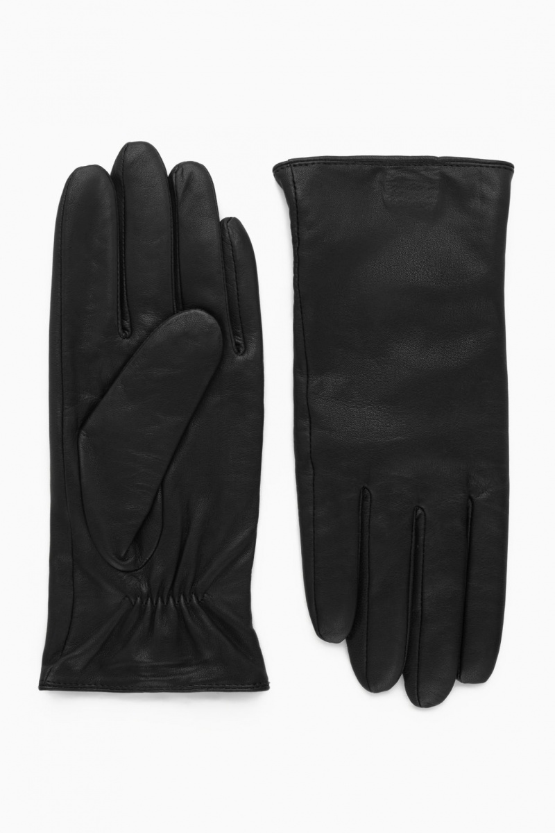 Women's COS Cashmere-Lined Leather Gloves Black NZ-39VZAQLIK