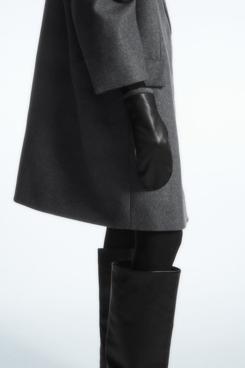 Women's COS Cashmere-Lined Leather Mittens Black / Brown NZ-72HMTKXGI