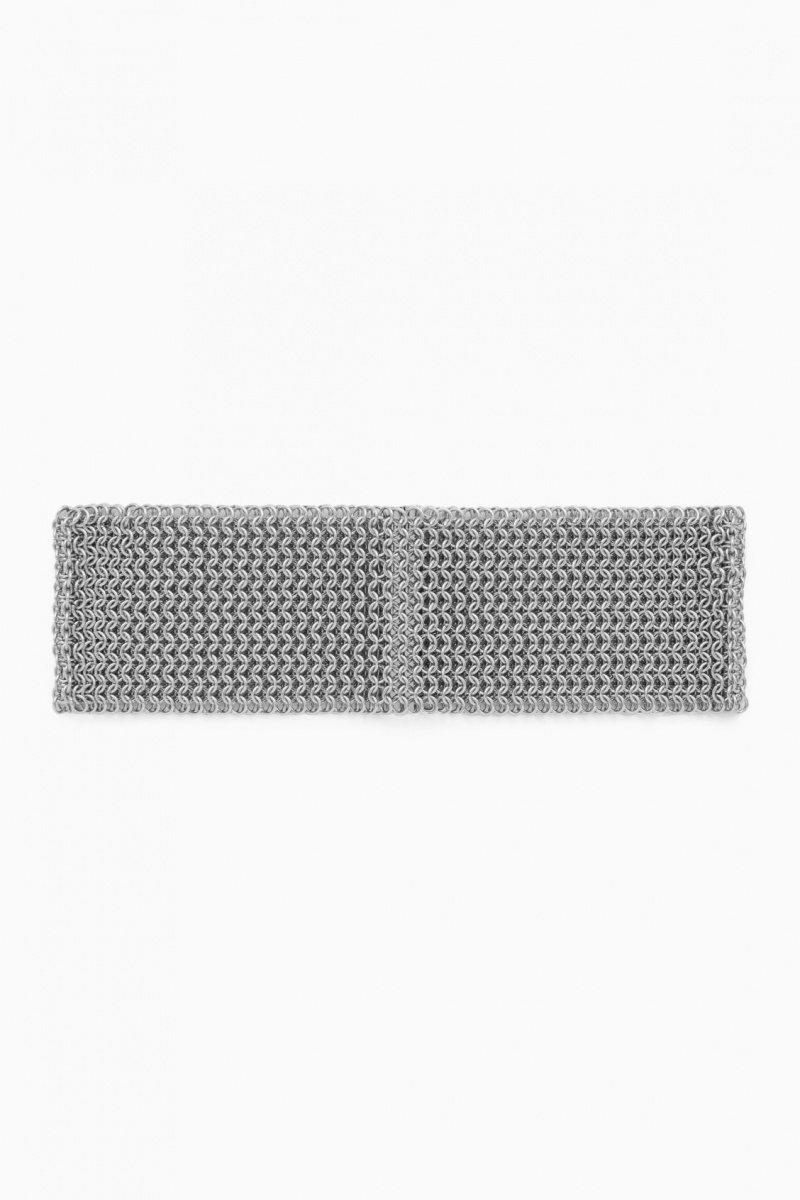 Women's COS Chainmail Choker Necklace Silver NZ-58MAJNTRZ