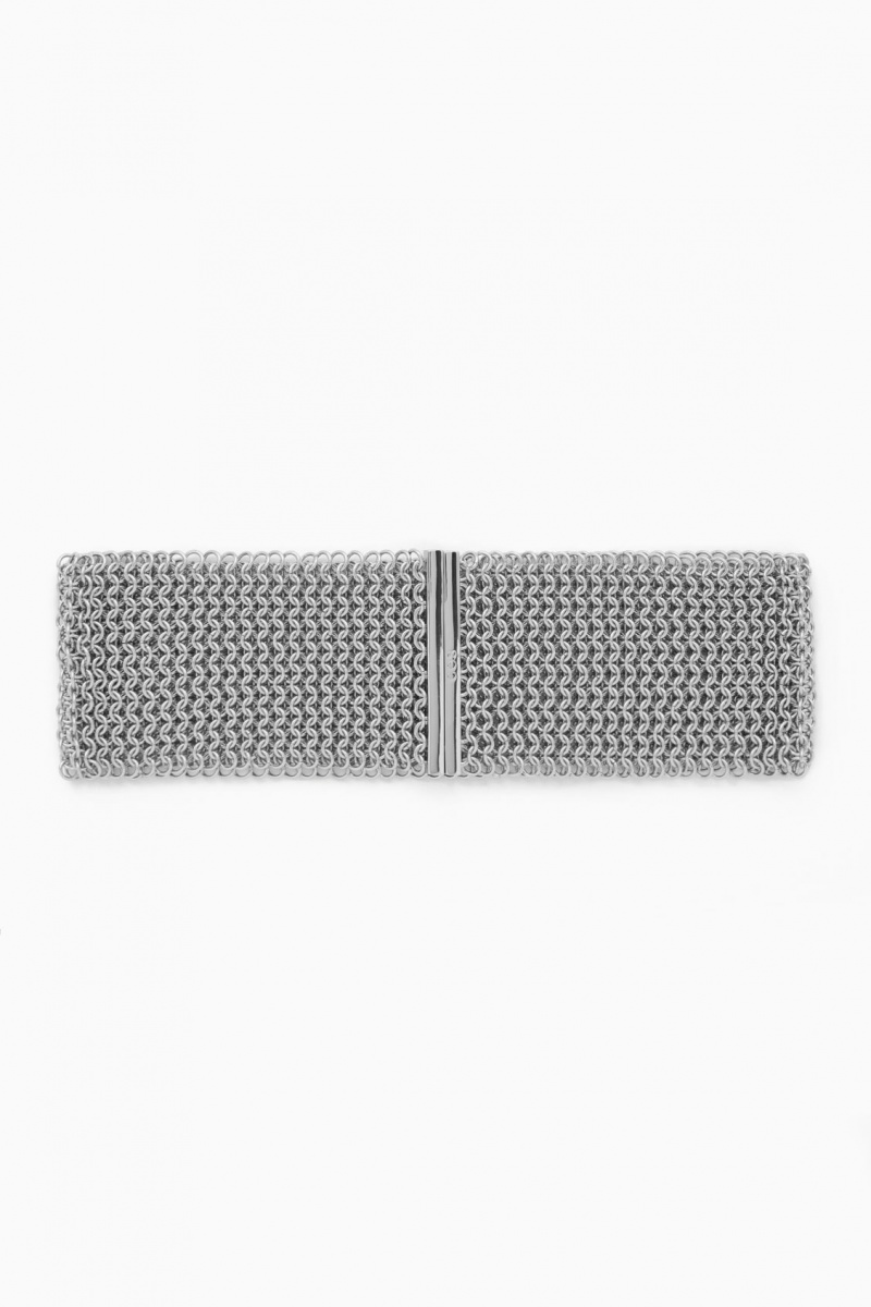 Women's COS Chainmail Choker Necklace Silver NZ-78XBWTUVE