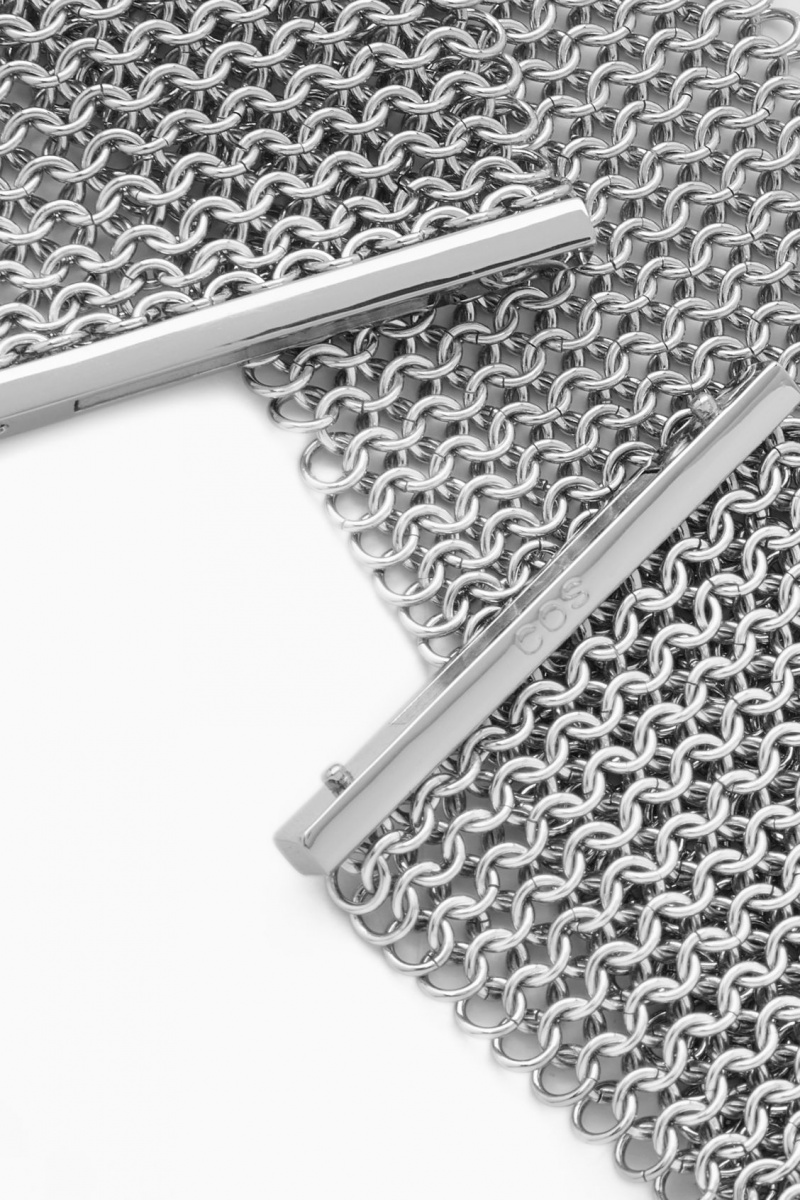 Women's COS Chainmail Choker Necklace Silver NZ-78XBWTUVE