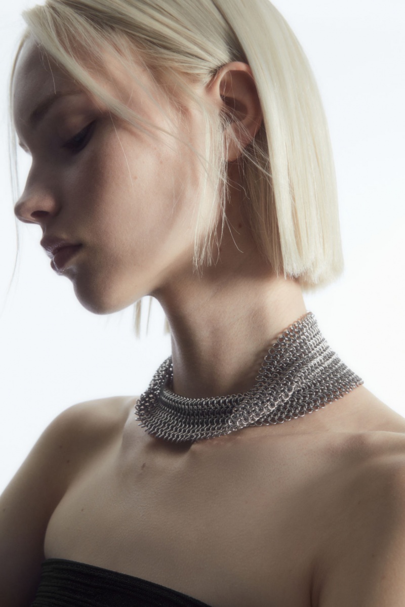 Women\'s COS Chainmail Choker Necklace Silver NZ-78XBWTUVE