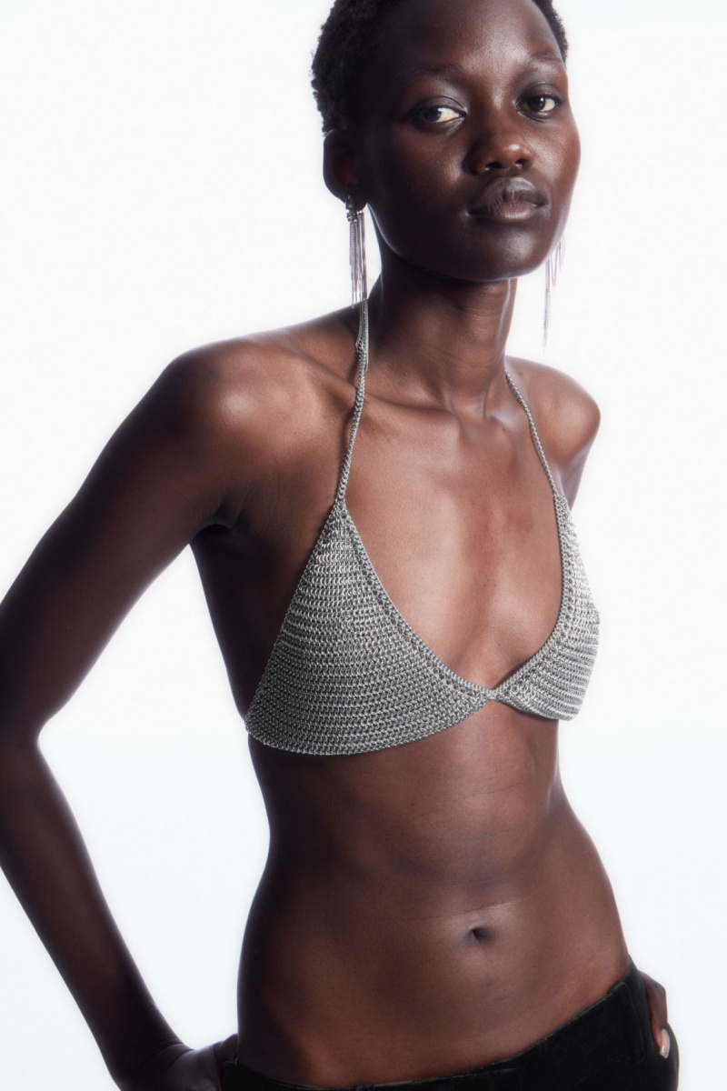 Women's COS Chainmail Triangle Bras Silver NZ-38SZRPTKL