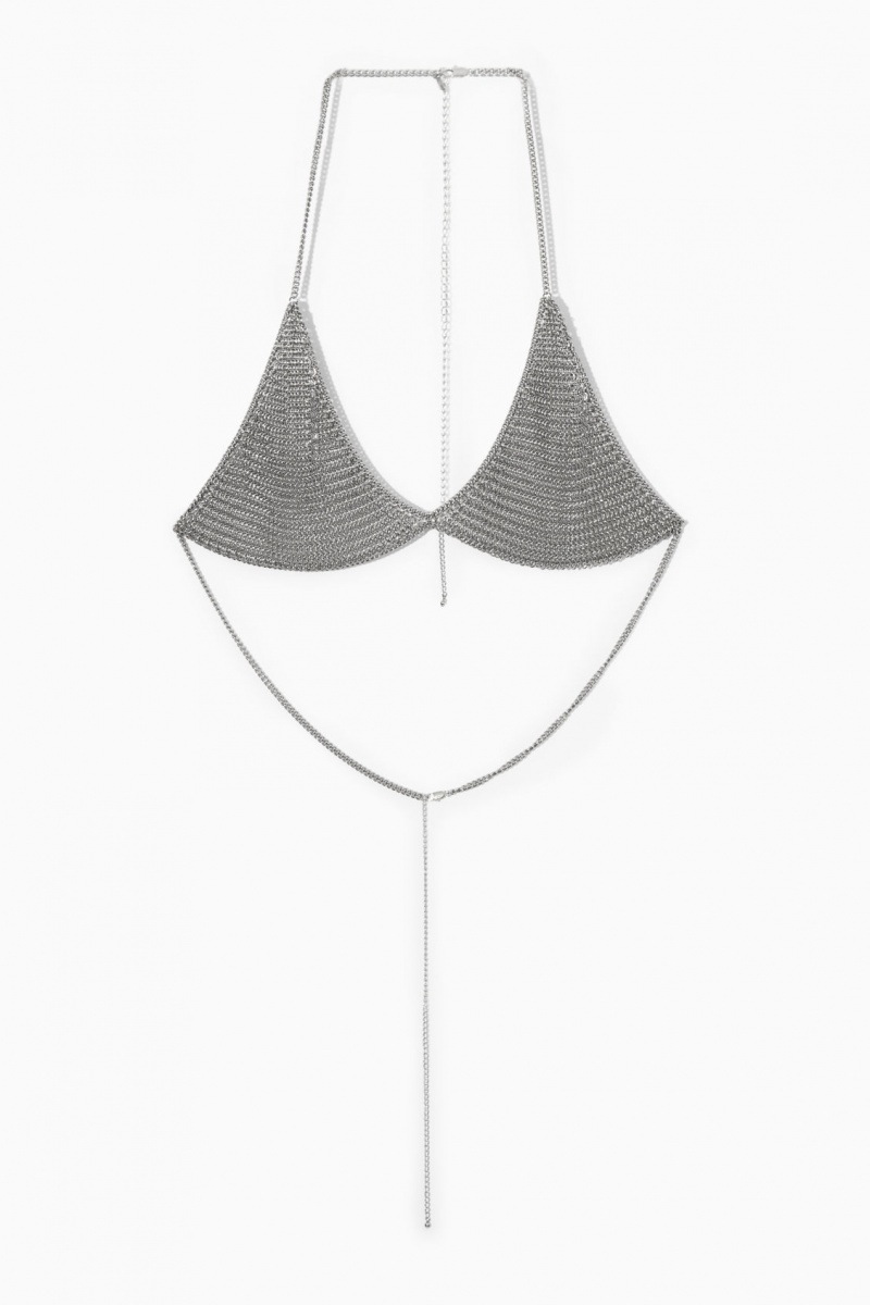 Women's COS Chainmail Triangle Bras Silver NZ-38SZRPTKL