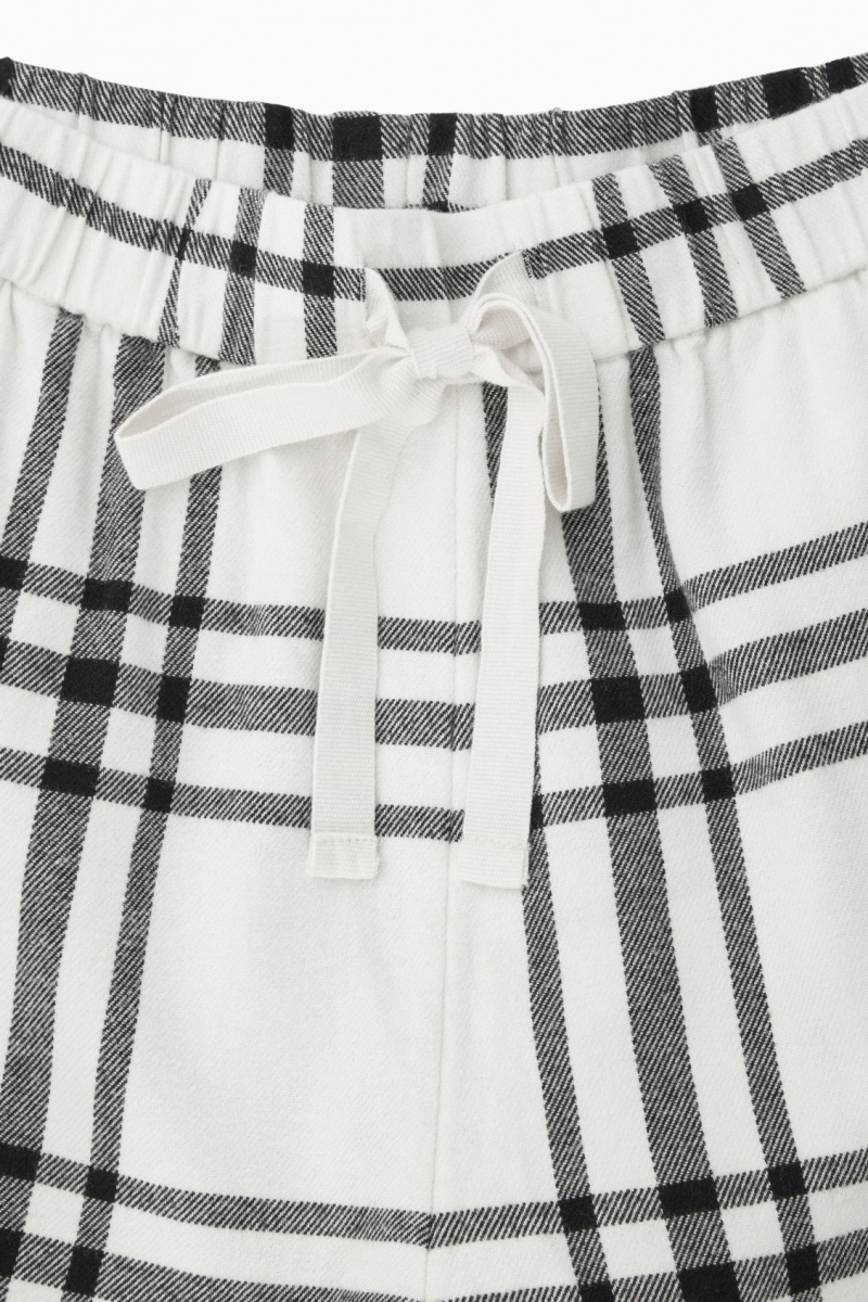 Women's COS Checked Flannel Pajama Set Pajamas White / Black NZ-72BONXCQM
