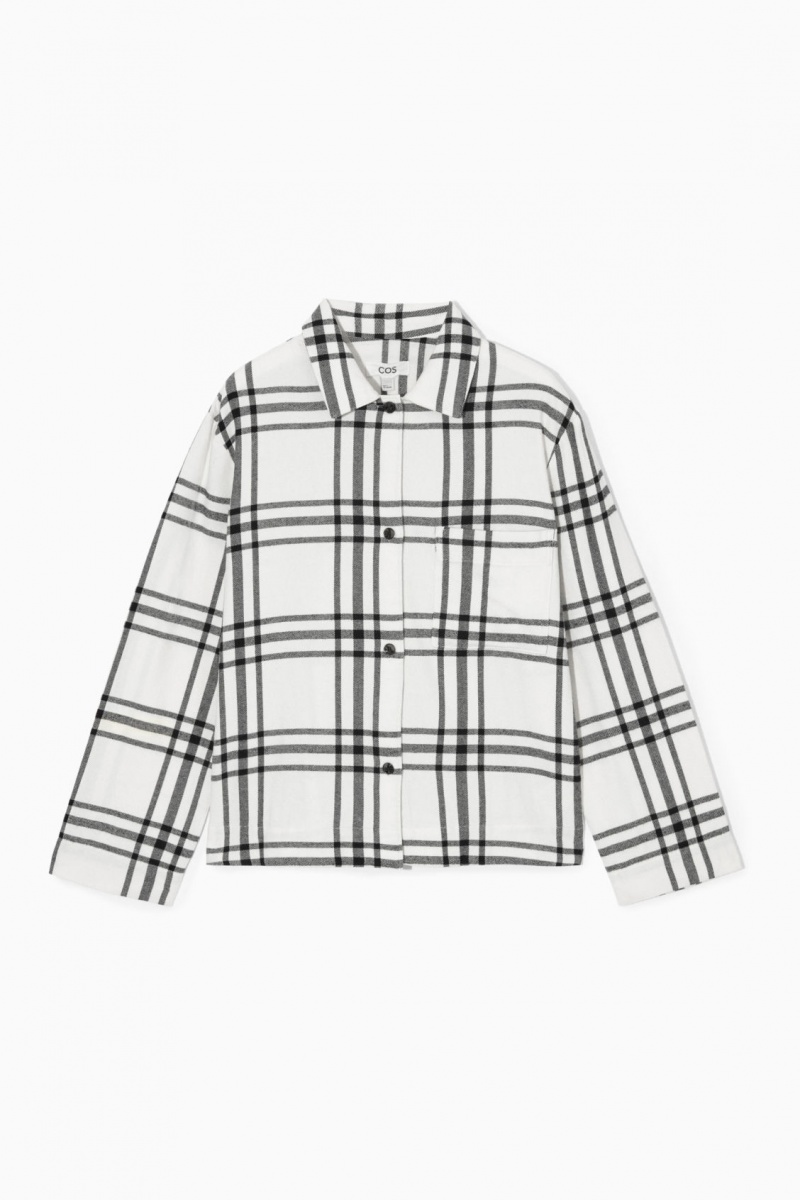 Women\'s COS Checked Flannel Pajama Set Pajamas White / Black NZ-72BONXCQM