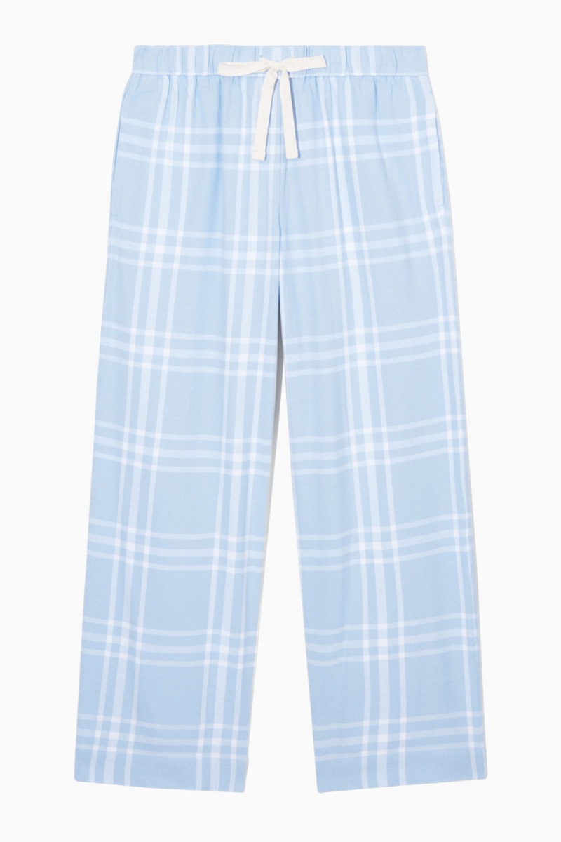 Women's COS Checked Flannel Pajama Set Pajamas Light Blue / White NZ-65SRXZEUM